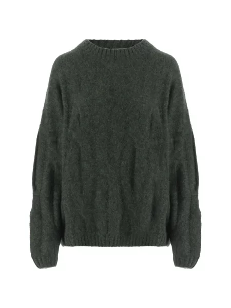Lung pulover Allude cu decolteu rotund verde