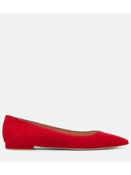 Balerini Gianvito Rossi din piele de căprioară roșu