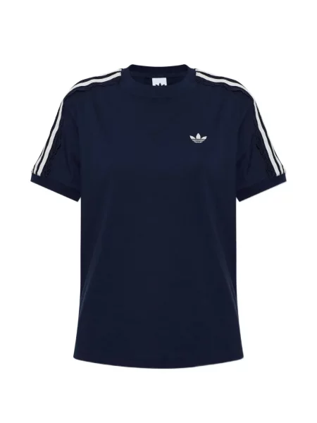 Krajkové pruhované tenisky Adidas s výšivkou modré