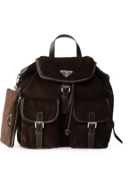 Rucsac Prada de catifea cord maro