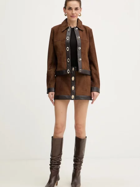 Retrofete spódnica zamszowa Lisbeth mini prosta brązowy