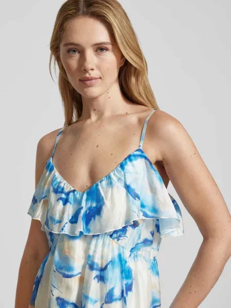 Sukienka casualowa midi na cienkich ramiączkach model ‘OSANA’ Vero Moda niebieska