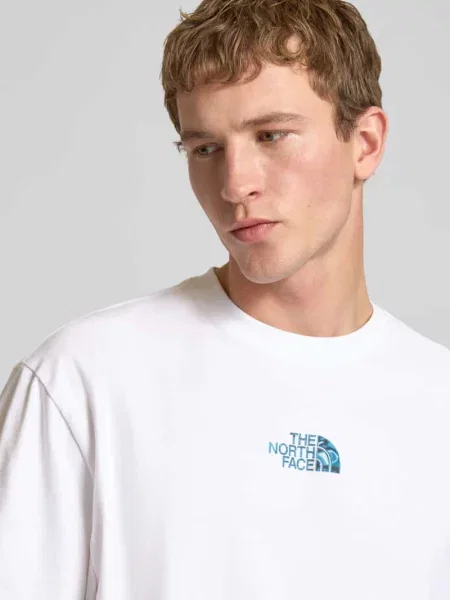 Oversized T-shirt z logo i okrągłym dekoltem The North Face biała