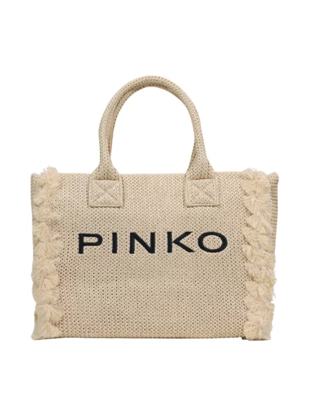 Shopperka Pinko pleciona beżowa