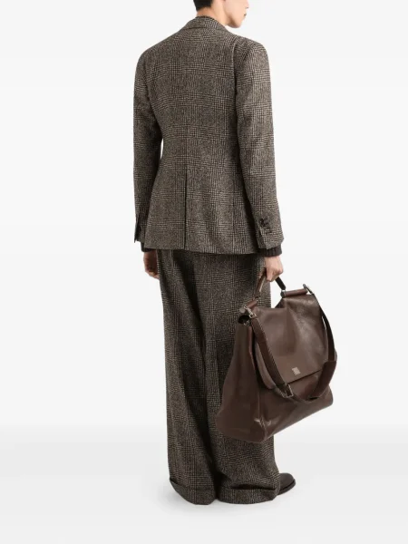 Kostkované plisované široké kalhoty Dolce & Gabbana šedé