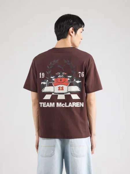 PUMA Tričko McLaren Racing čokoládová / svetločervená šedobiela čierna