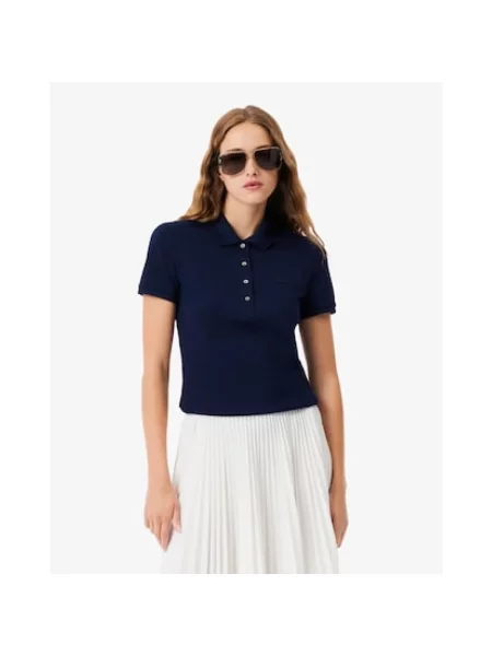 Koszulka polo o kroju regular fit z mieszanki bawełny Lacoste niebieska