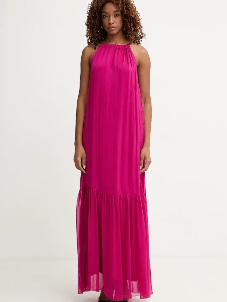 Haveone sukienka letnia z jedwabiem różowa