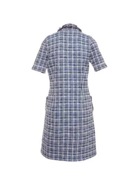 Rochie mini Sandro din tweed cu două rânduri de nasturi albastru