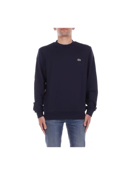 Dzianinowa bluza Lacoste z logo niebieska
