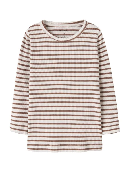 NAME IT Tricou NMNBani ciocolatiu alb