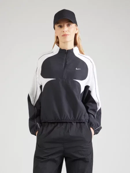 NIKE Tréningová bunda TEMPO SWSH striebornosivá / čierna biela