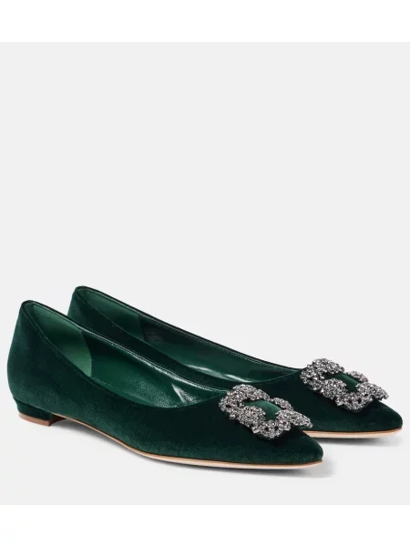 Balerini Manolo Blahnik de catifea roșu