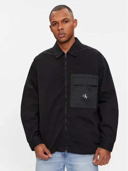 Calvin Klein Jeans Jachetă cămașă Mix Media negru
