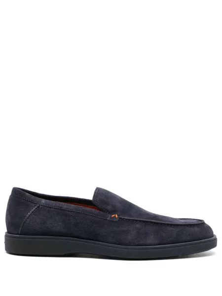 Pantofi loafer Santoni din piele de căprioară albastru