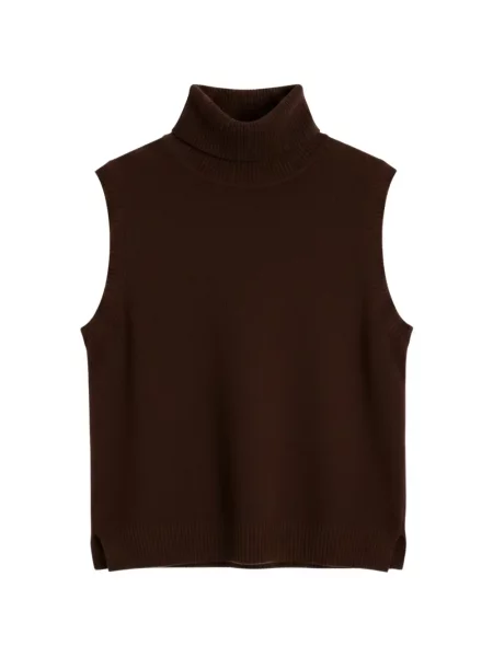 Top Chinti & Parker fără mâneci tricotate maro