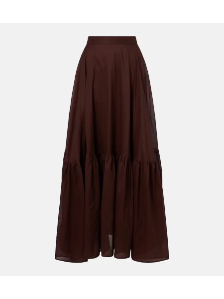 Fusta maxi Plan C din organza maro