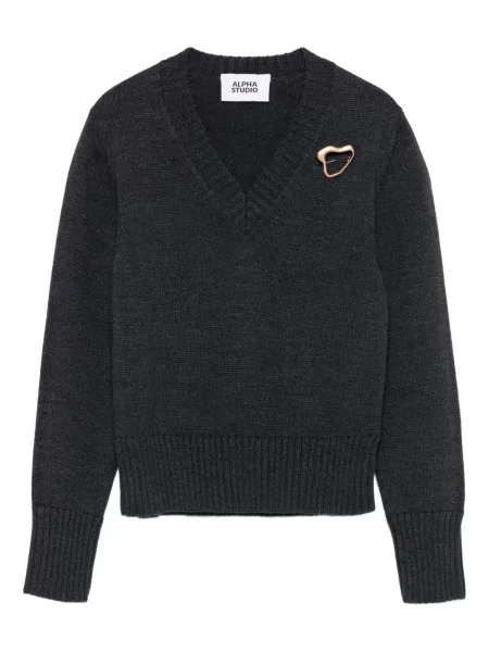 Pulover Alpha Studio cu decolteu în V gri
