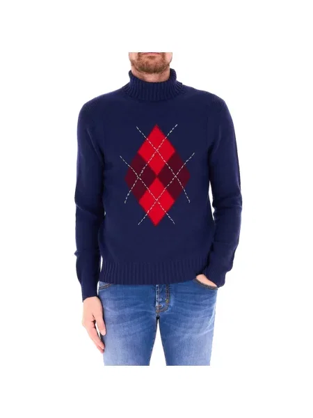 Sweter z golfem Ballantyne do golfa niebieski