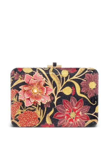 Geantă plic Judith Leiber cu model floral roșu