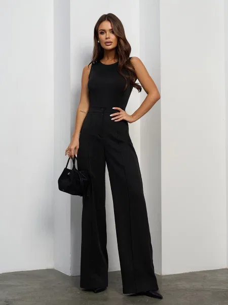 Штани повсякденні ISSA Plus комбінований верх чорний