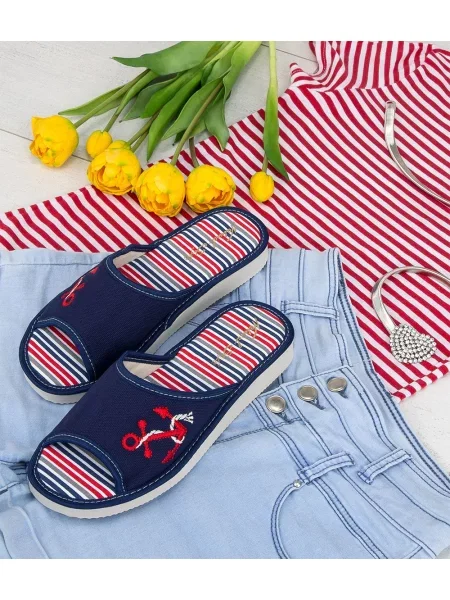 Чехли Natural Style на райета синьо