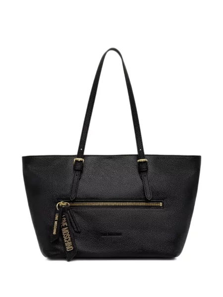 Geantă shopper Love Moschino cu autograf negru