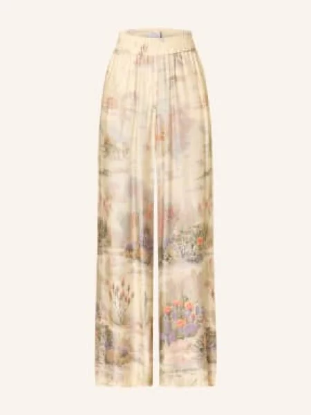 Riani Saténové Kalhoty Marlene tmavě / fialová / oranžová žlutá