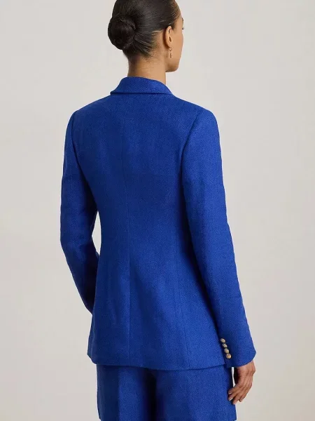 Lauren Ralph Lauren marynarka z dodatkiem lnu niebieska