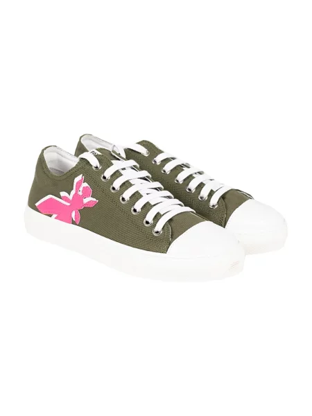 Sneakersy Patrizia Pepe skórzane z okrągłym noskiem wiązane zielone