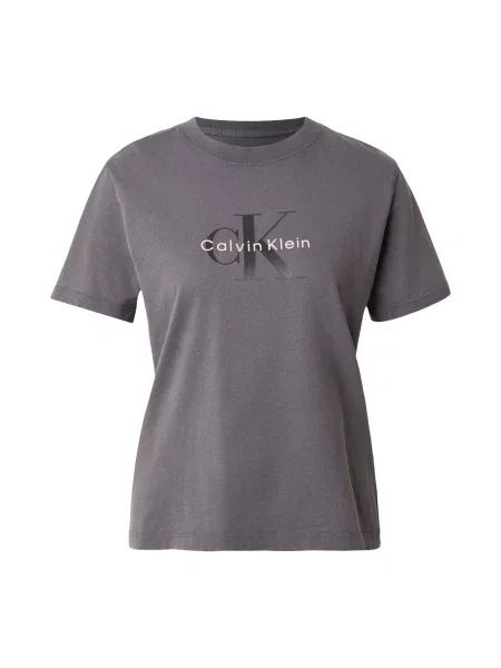 Calvin Klein Jeans Tricou gri taupe / negru alb