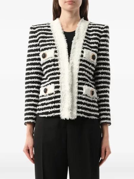 Geacă Balmain din tweed negru