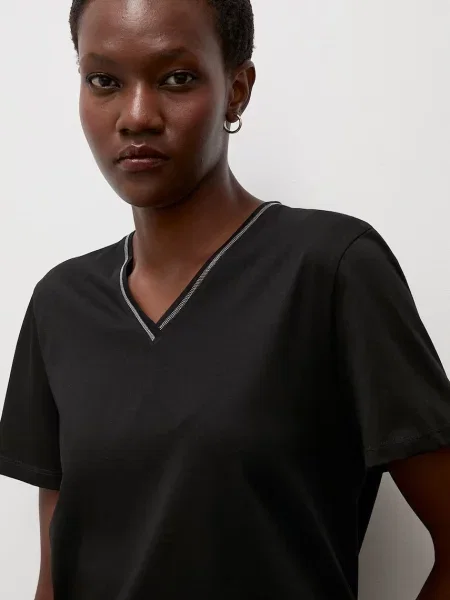 Answear.LAB tricou pentru femei cu amestec de mătase negru