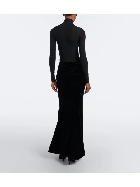 Fusta maxi Alaïa de catifea negru