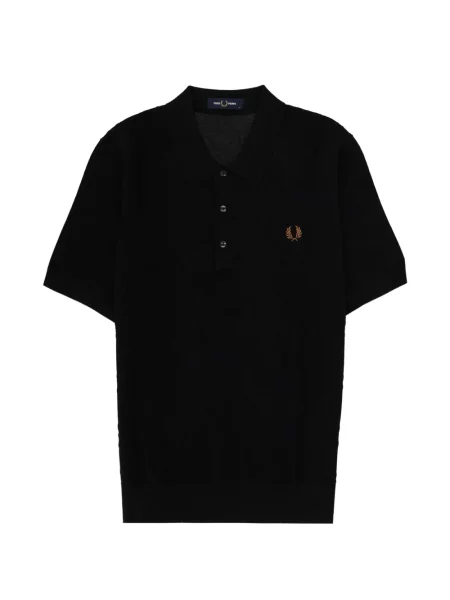 Tricou polo Fred Perry tricotate cu model argyle negru