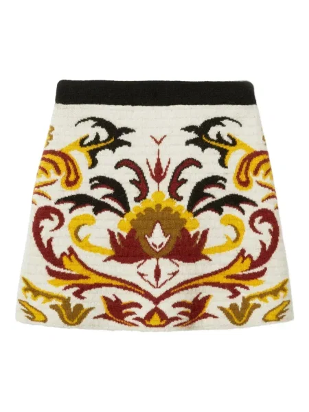 Fustă La Doublej cu model floral tricotate alb
