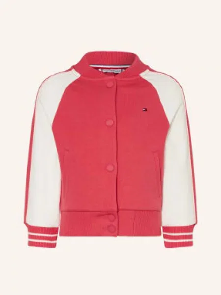 Tommy Hilfiger Univerzitní Bunda růžová bílá