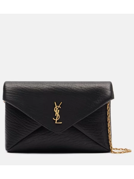 Usnjena pisemska torbica Saint Laurent črna