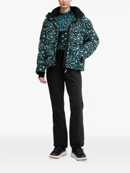 Geacă Ea7 Emporio Armani cu glugă cu imagine cu model leopard verde