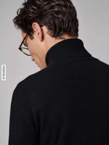 Sweter z golfem o kroju regular fit z czystej wełny model MIKO' Jake*s Studio Men czarny