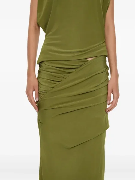 Fusta maxi Christopher Esber din jerseu drapată verde