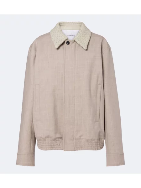 Kurtka skórzana Bottega Veneta beżowa