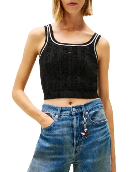 Top dżinsowy Tommy Hilfiger Jeans czarny
