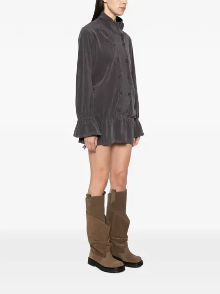 Rochie mini Aya Muse cu două rânduri de nasturi gri