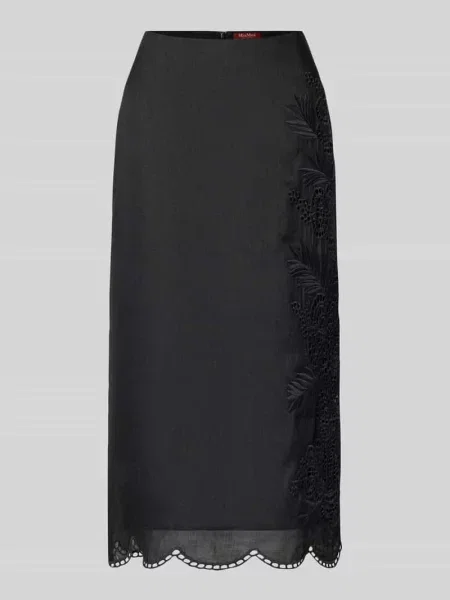 Spódnica midi z obszyciem z koronki model ‘FIFY’ Max Mara Studio czarna