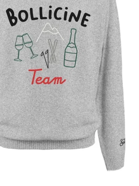 Pulover Mc2 Saint Barth cu broderie gri
