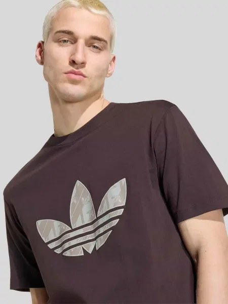 T-shirt o kroju regular fit z czystej bawełny Adidas Originals brązowa