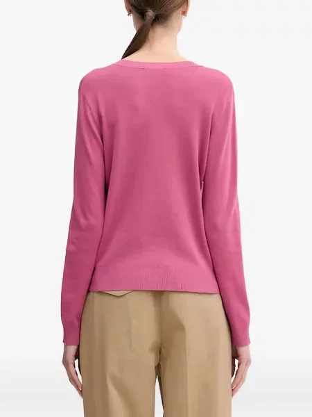 Pulover Benetton cu decolteu în V roz