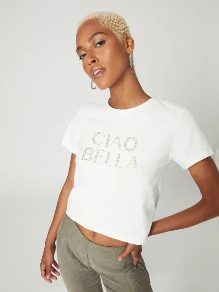 Bella x ABOUT YOU Tricou Isabella' alb