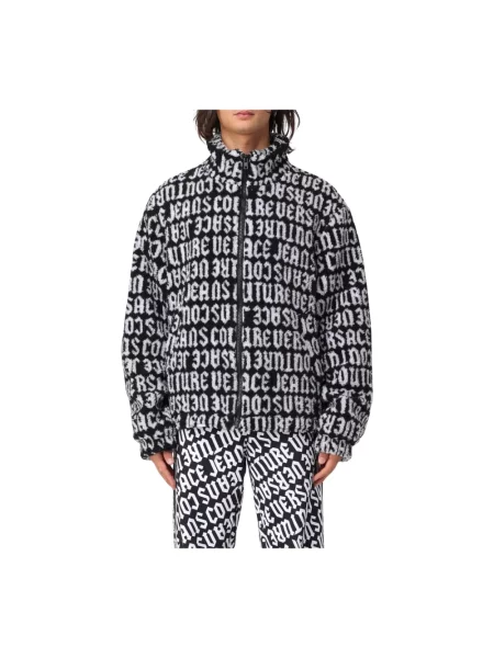 Kurtka jeansowa Versace Jeans Couture polarowa z nadrukiem czarna